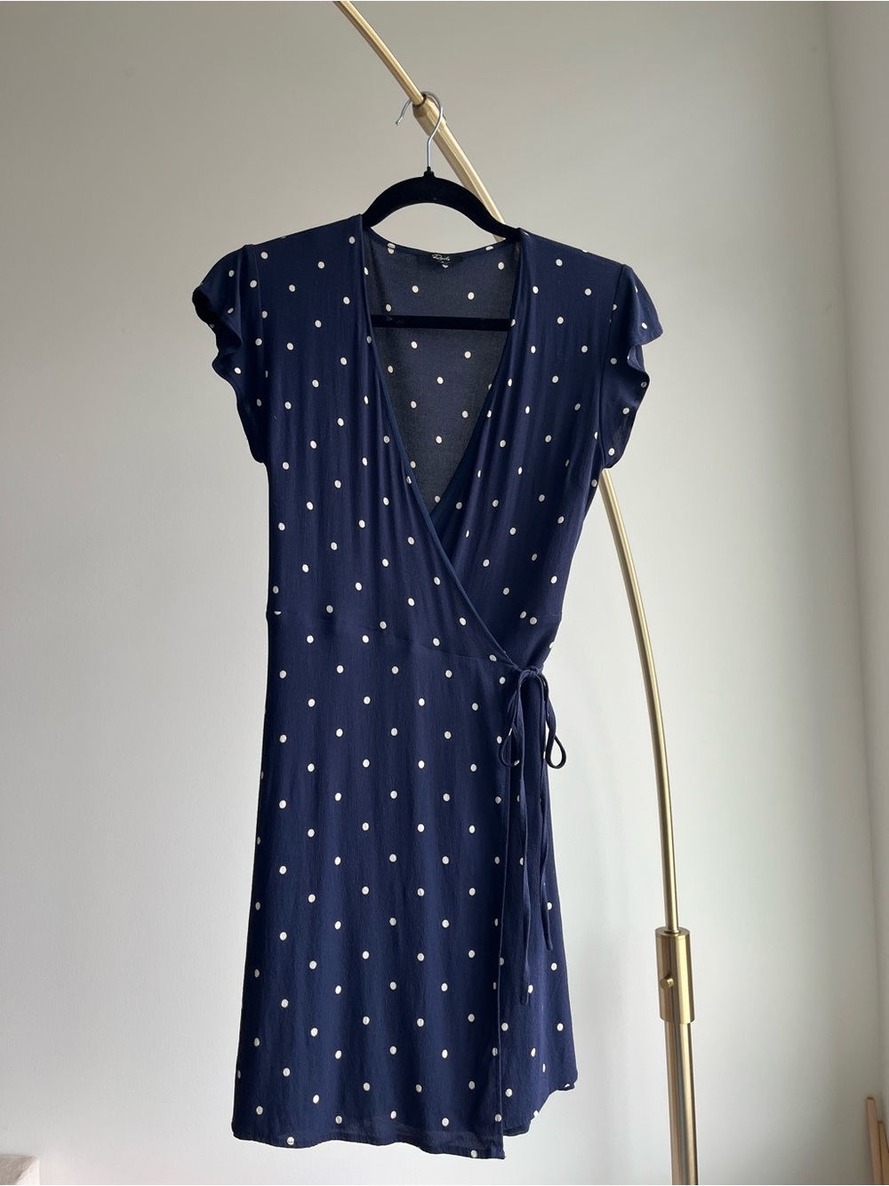 Rails Polka Dot Navy Wrap Dress with Tie Waist